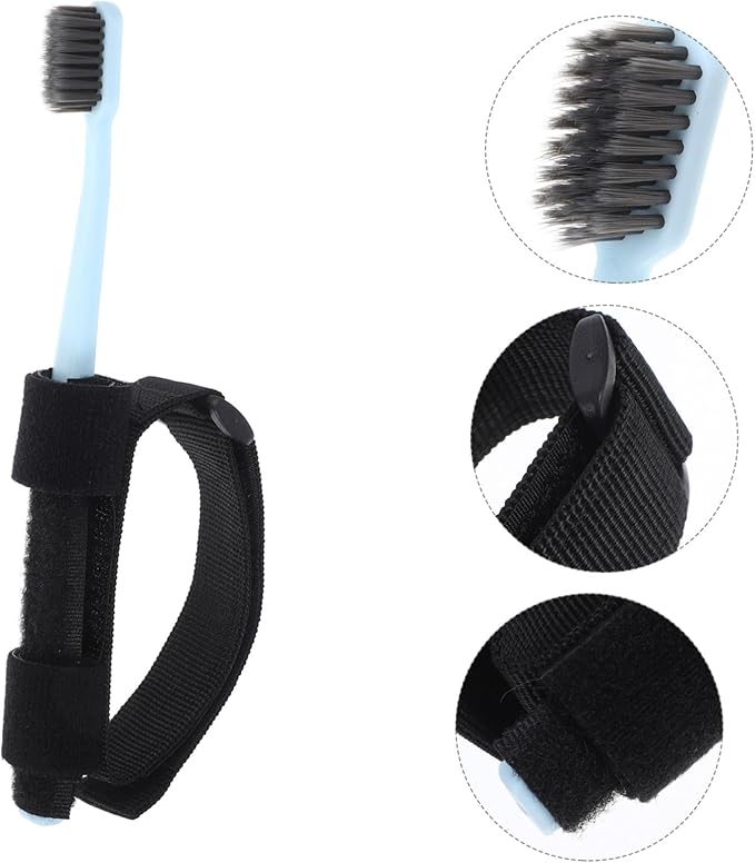 Hemoton Toothbrush Adaptive Holder and Hand Strap for Disabled and Elderly Soft Bristles for Comfortable Cleaning Material for Use Brushing Aid for Oral Care