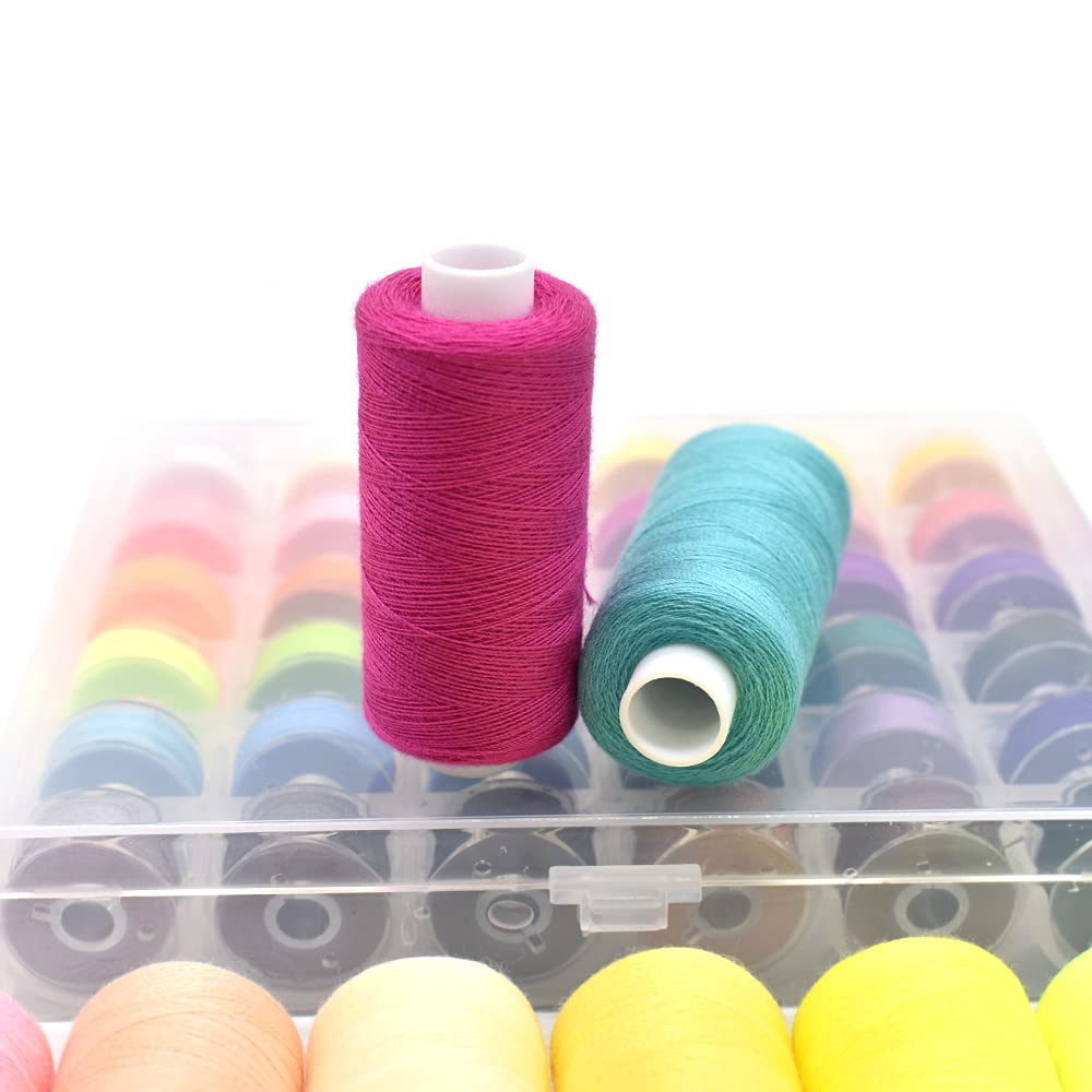 72Pcs 36 Colors Prewound Bobbins and Thread Spools for Hand & Machine Sewing, Emergency and Travel, DIY and Home, 36 Colors 400 Yards per Polyester Thread Spools