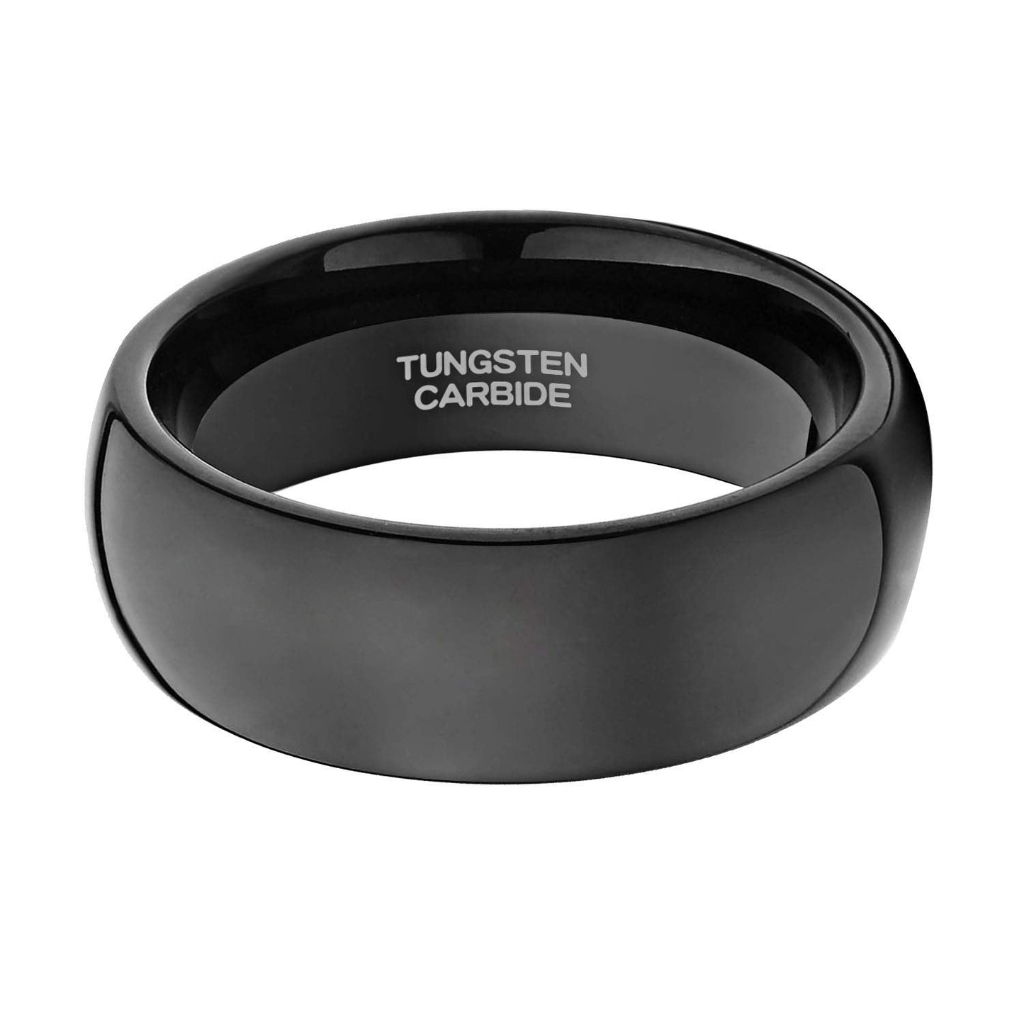TRUMIUM 8mm Black Ring Band Tungsten Wedding Band for Men Women High Polished Dome Comfort Fit Size 8
