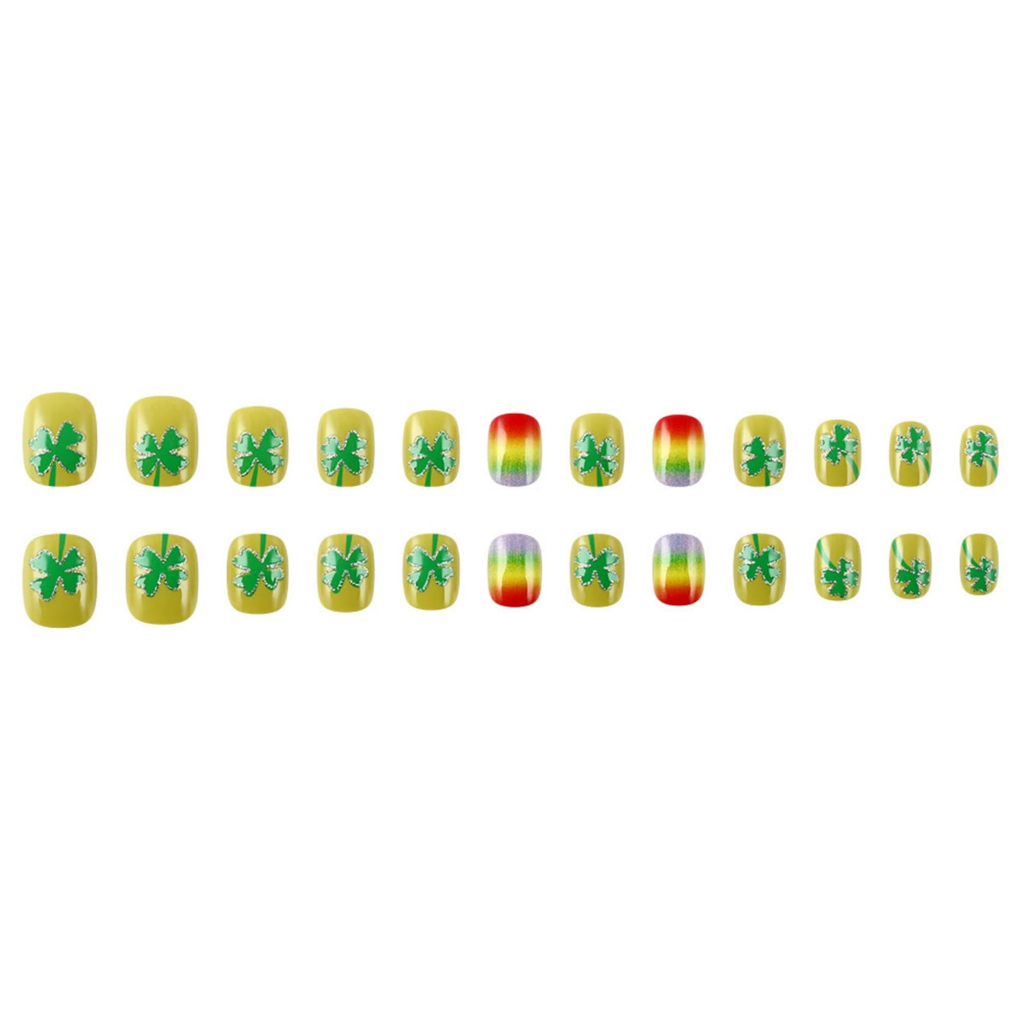 Square Press on Nails Short Fake Nails Green Acrylic Nail Press ons SEENEEY Stick on Nail for Women 24pcs