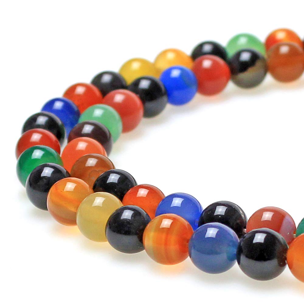 MJDCB Natural Stone Beads Colorful Agate Round Loose Beads for DIY Necklace Bracelat Jewelry Making (10mm)