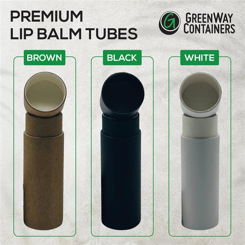 GreenWay 0.15oz / 4.25g Kraft Paperboard Lip Balm Tubes with Lids - 25 Pack Lip Gloss Tubes Refillable DIY Cosmetic Containers – Extra Thick Push-Up Bottom Lip Balm Containers - Brown