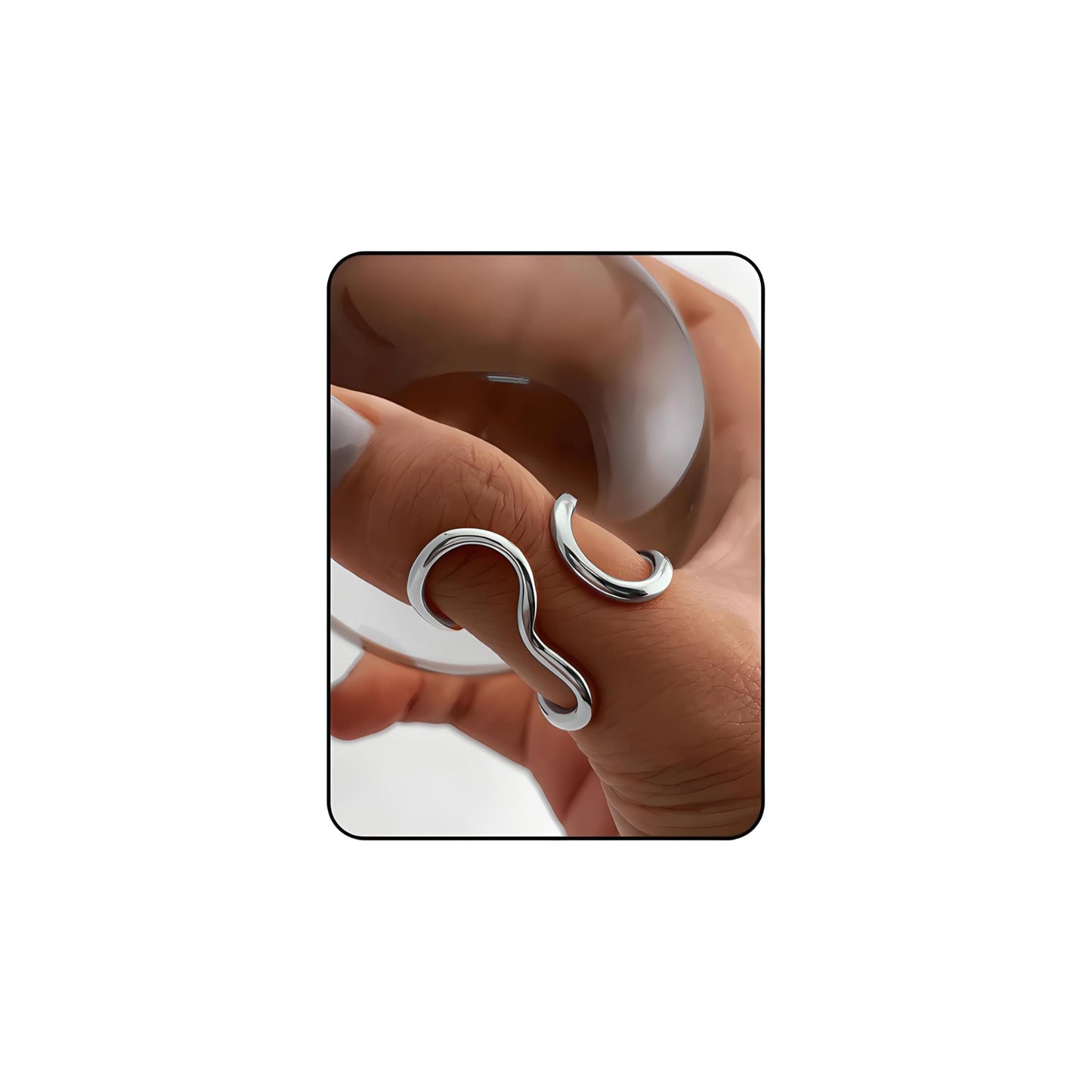 AIETUE Chunky Rings For Women, Gold Silver Thumb Ring Asymmetrical Wavy Curve Ring Adjustable Non Tarnish Dainty Stainless Steel New Year Anniversary Birthday Jewelry Gift (Silver)