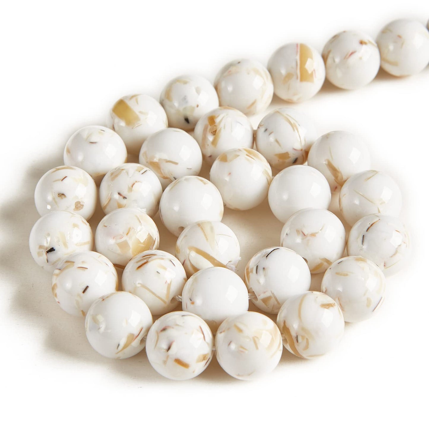 60pcs 6mm White Shell Turquoise Beads Natural Gemstone Beads Round Loose Beads for Jewelry Making