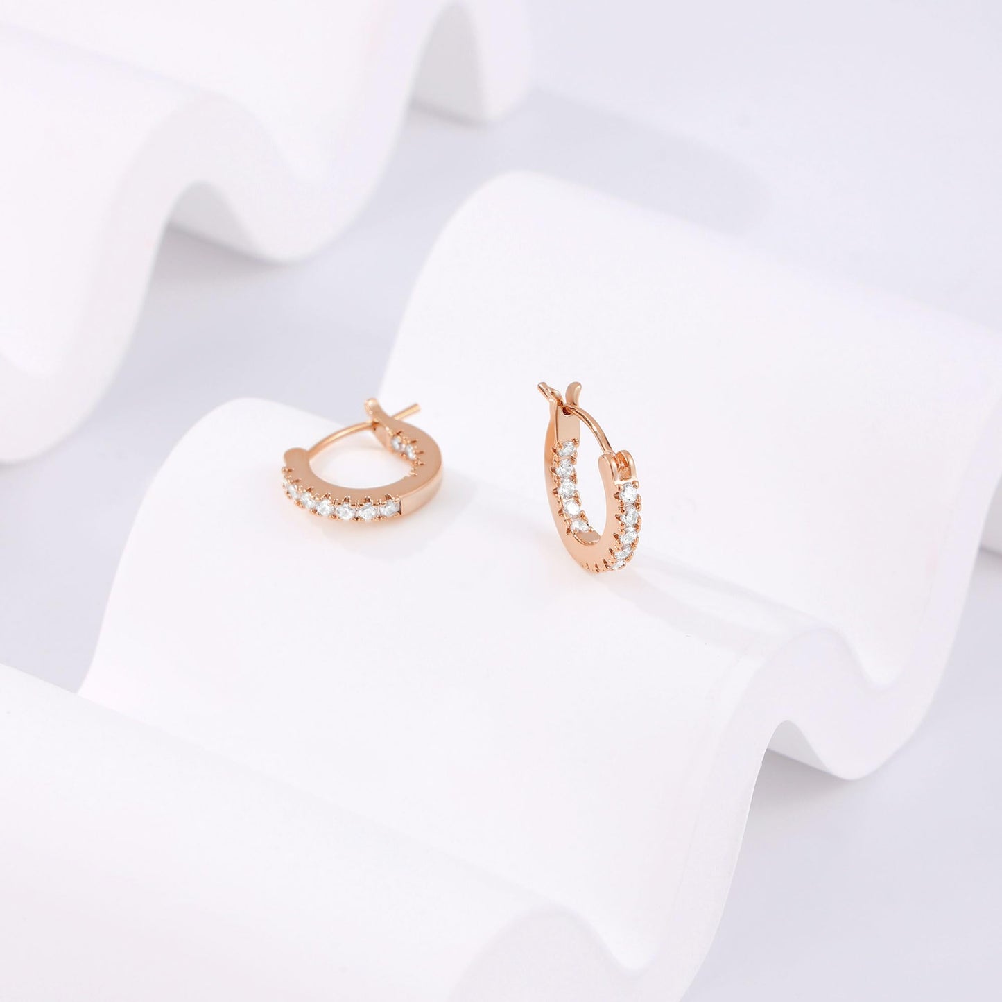 Gacimy Rose Gold Hoop Earrings for Women, 15mm Cubic Zirconia Rose Gold Hoop Earrings, 14k Rose Gold Plated Hoop with 925 Sterling Silver Post