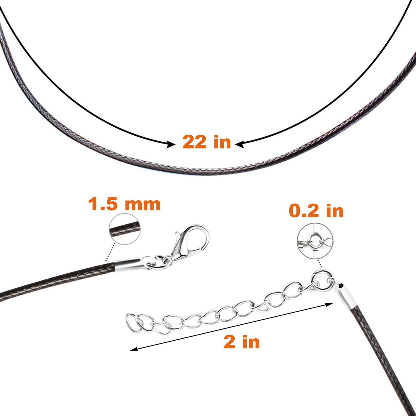 EuTengHao 120Pcs Necklace Cord Bulk, Black Waxed Necklace Cord String for Jewelry Necklace Bracelet Making (24 inch Length,1.5mm Width)
