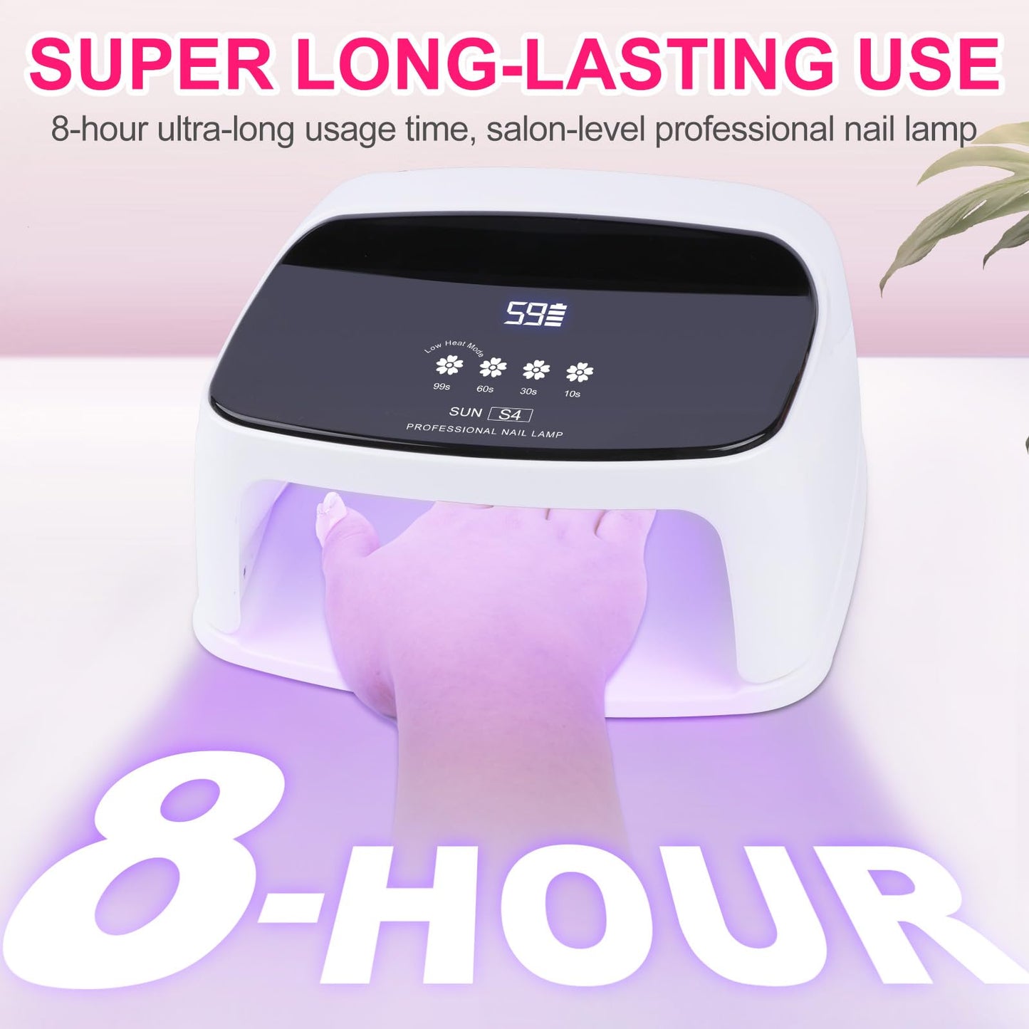 ANYINS UV Nail Lamp, 288W 8 Hours Super Long-Lasting 15600mAh Professional Cordless UV LED Lamp for Nails 66Pcs Lamp Beads Automatic Sensor Gel Nail uv Light for Nail Art at Home and in Salons Pink