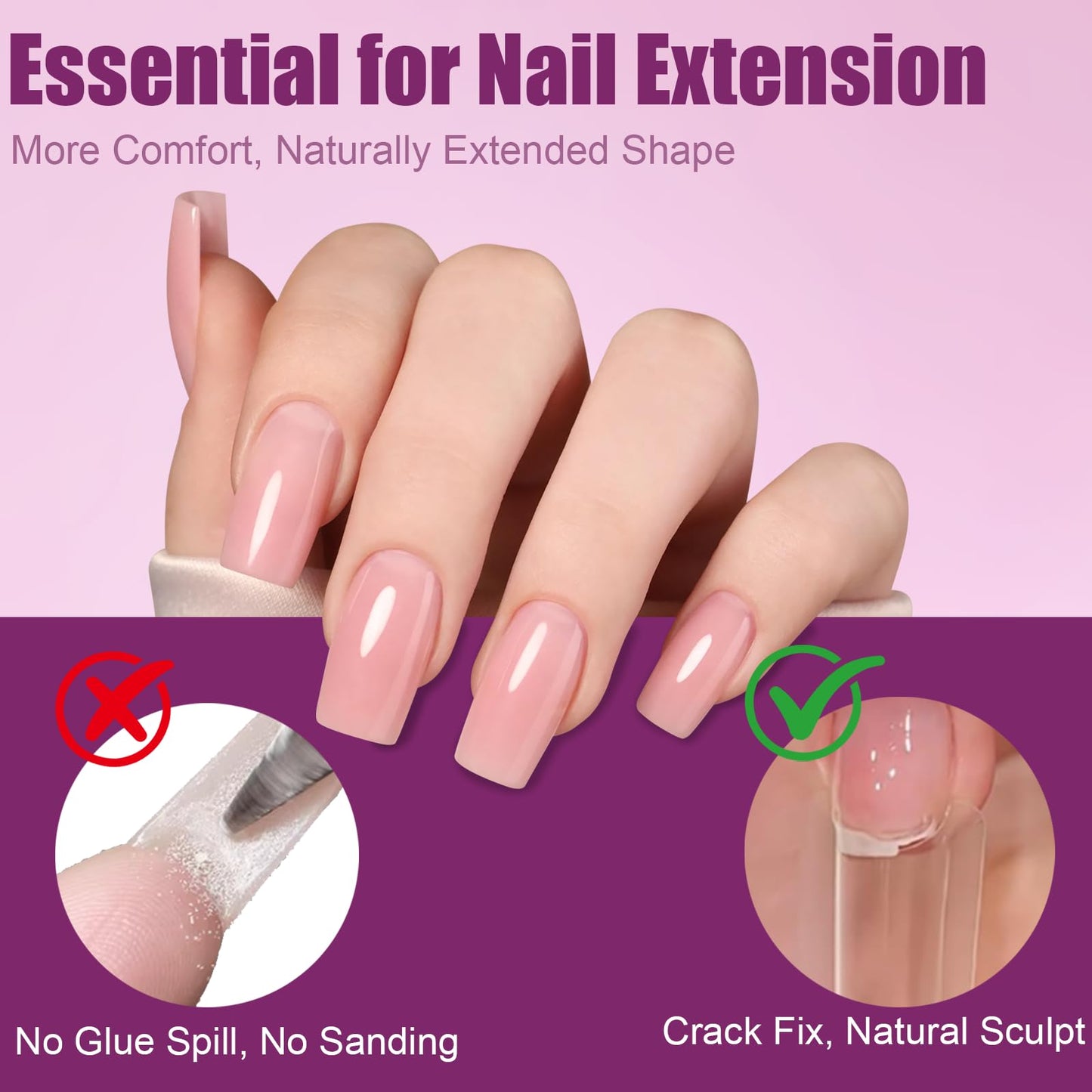 Vnjaoi 280 Pcs Original Sandwich Nails Dual Form with Guide Lines Short Coffin Nail Mold for Builder Gel Nail Extensions Art Design Salon DIY at Home