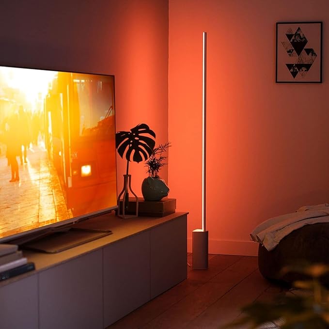 Philips Hue Signe Smart Color Changing Floor Lamp, Black, White and Color Ambiance, Pack of 1, Control with Hue App, LED Floor Lamp Compatible with Alexa, Google Assistant, and Apple Homekit