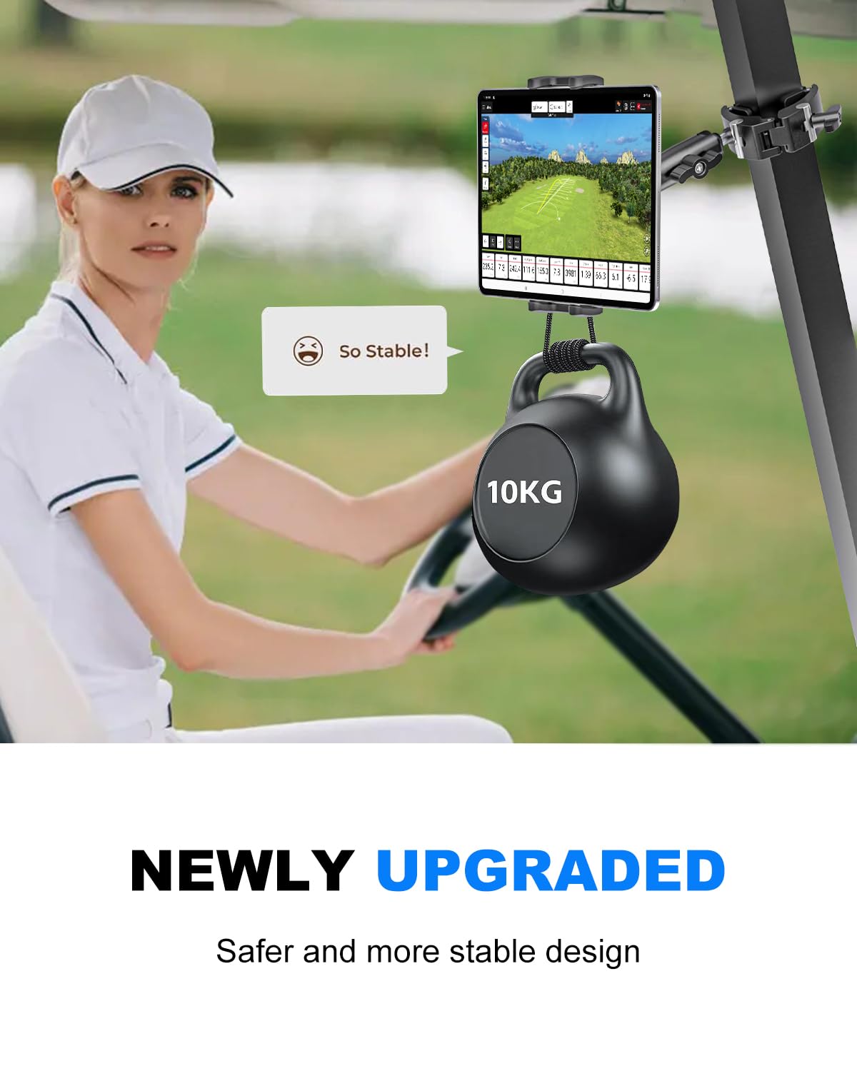 Kolasels Clamp Tablet Holder & iPad Clip for Square and Round Tubes, Heavy Duty Metal Tablet Mount for Golf Carts, Tractor, Excavator, Bulldozer, Loader, Crane, Forklift, Boat, Fit for 4-13" Devices