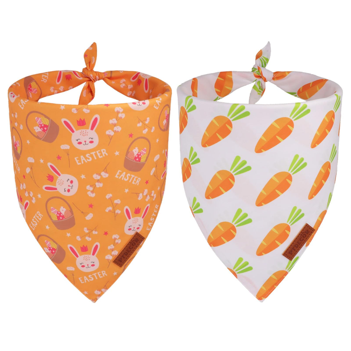 PTDECOR Thanksgiving Dog Bandanas, Orange White Fall Pet Scarf, Large