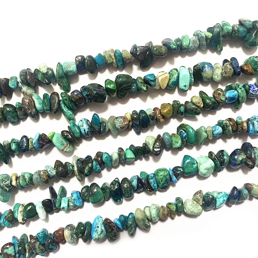 PLTbeads 7-8mm Natural Azurite Fynchenite Gemstone Chips Beads Healing Crystals Waist Bracelets Necklace Kit Irregular Stone DIY Crafts Design Jewelry Making