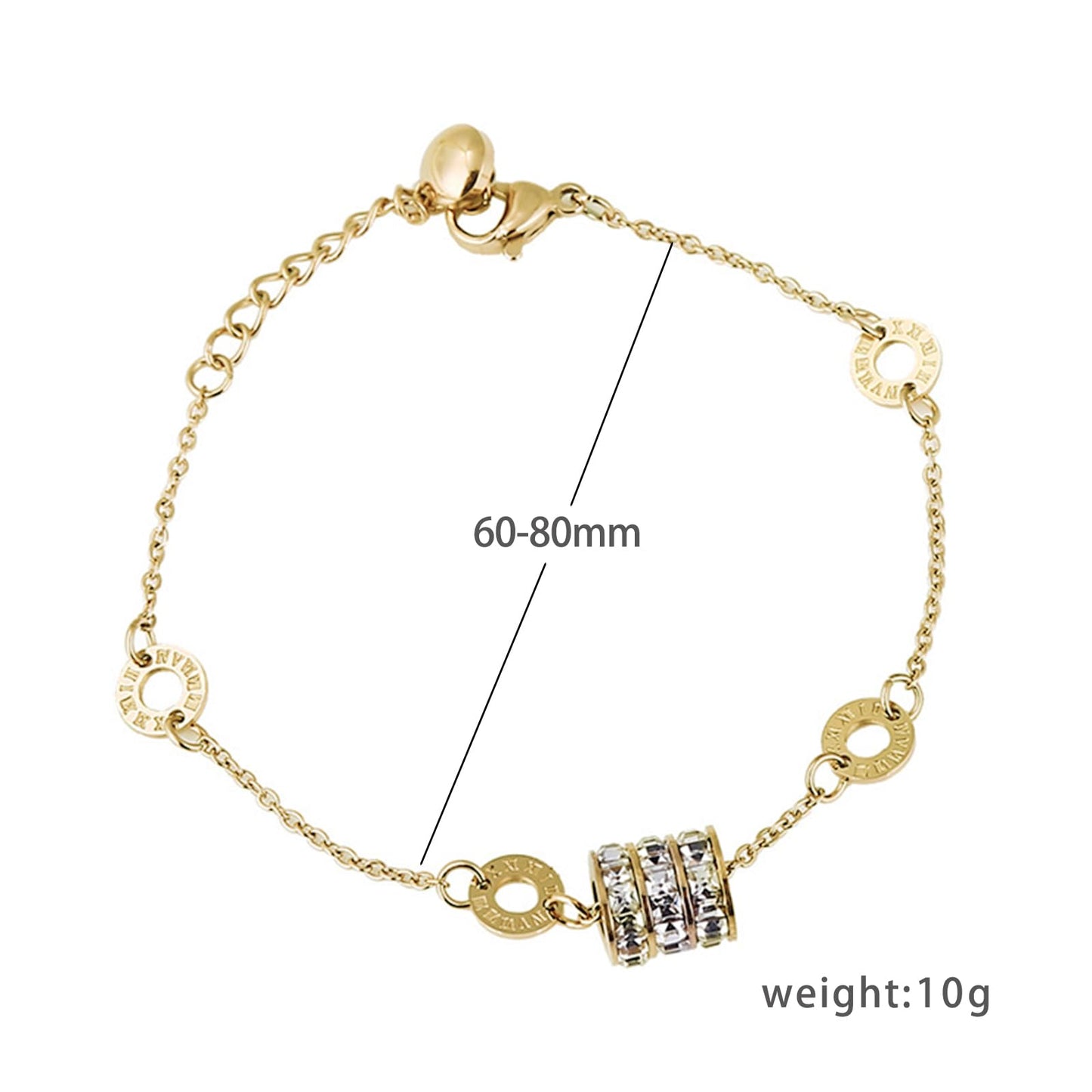 Vbvbip 18K Gold Plated 316L Stainless Steel Bracelets Bangle Collection - 12 Unique Designs + Matching Diamond-Accent Titanium Steel Chain, Gift for Women
