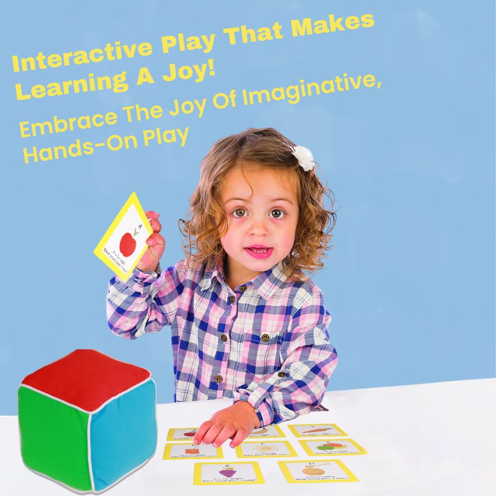 Thought-Spot Play & Learn Cube | Roll and Play Game for Toddlers | First Educational Game Ages 18+| Teaches Colors, Numbers, Letters, Emotions | Soft Cube with Activity Cards | Speech Therapy