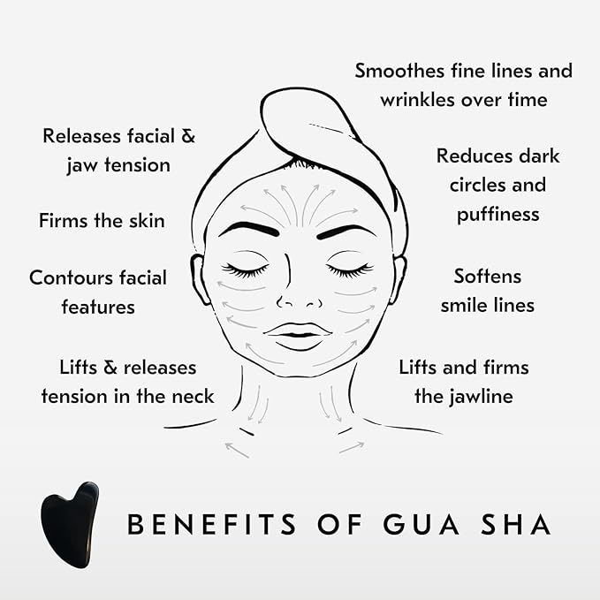 Mount Lai Black Obsidian Gua Sha Facial Tools – The Stone of Clarity – Face & Body Guasha Tools for Self-Care, Massager for Sculpting, Muscle Tension Relief & Puffiness Reduction