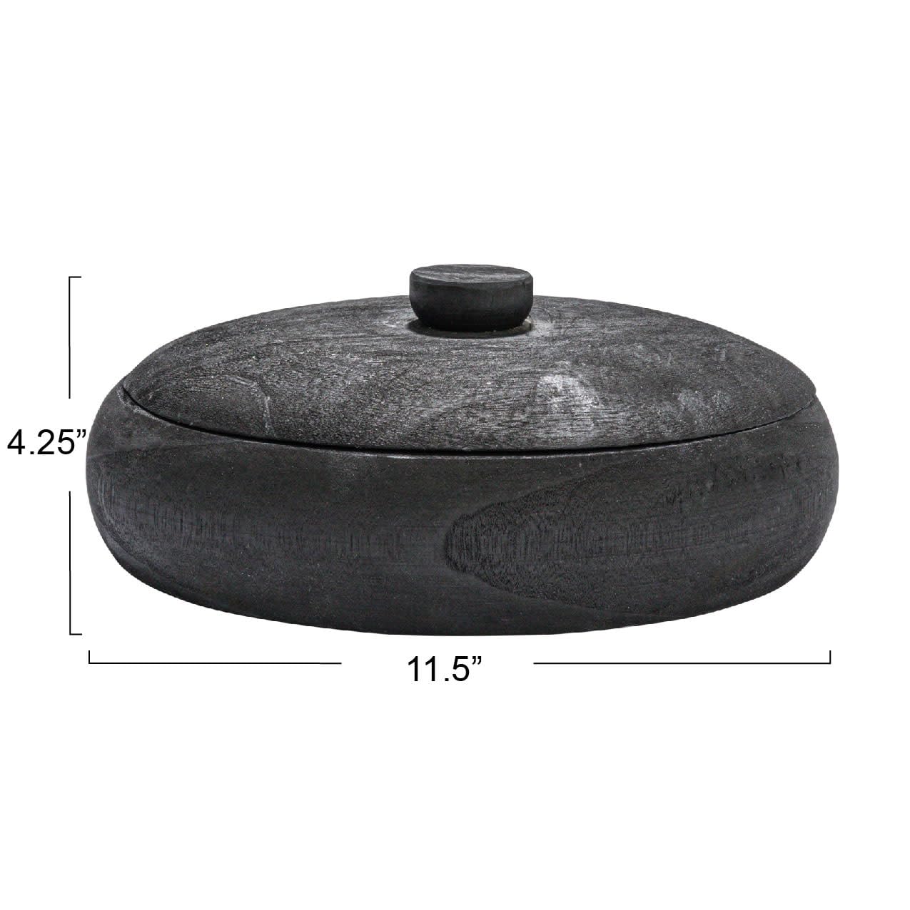 Creative Co-Op Decorative Paulownia Wood Container with Lid, Black