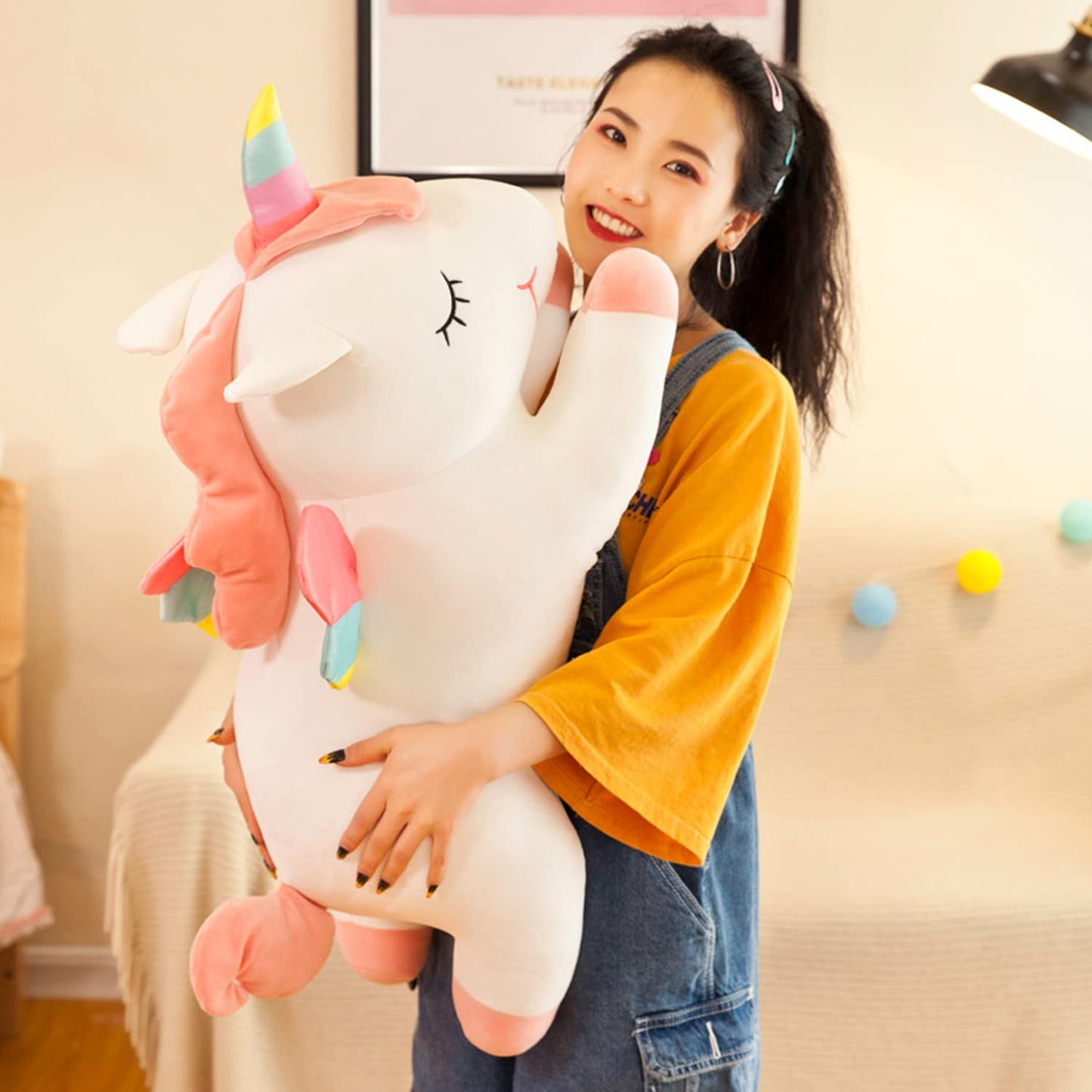 hitoshe Unicorn Stuffed Animal, Soft Unicorn Plush Hugging Pillow Toy Gifts for Kids (White, 31.4 in)