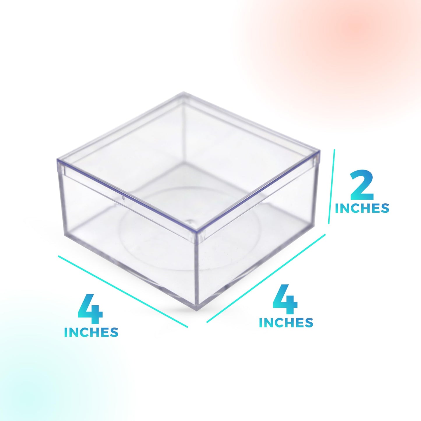 Gary Plastic Packaging Set of 6 Acrylic Boxes with Lids, 4" Square x 2" Tall, Made in USA, Clear Display Case for Collectibles, Rocks, Seashells and Crafts Storage & Organization