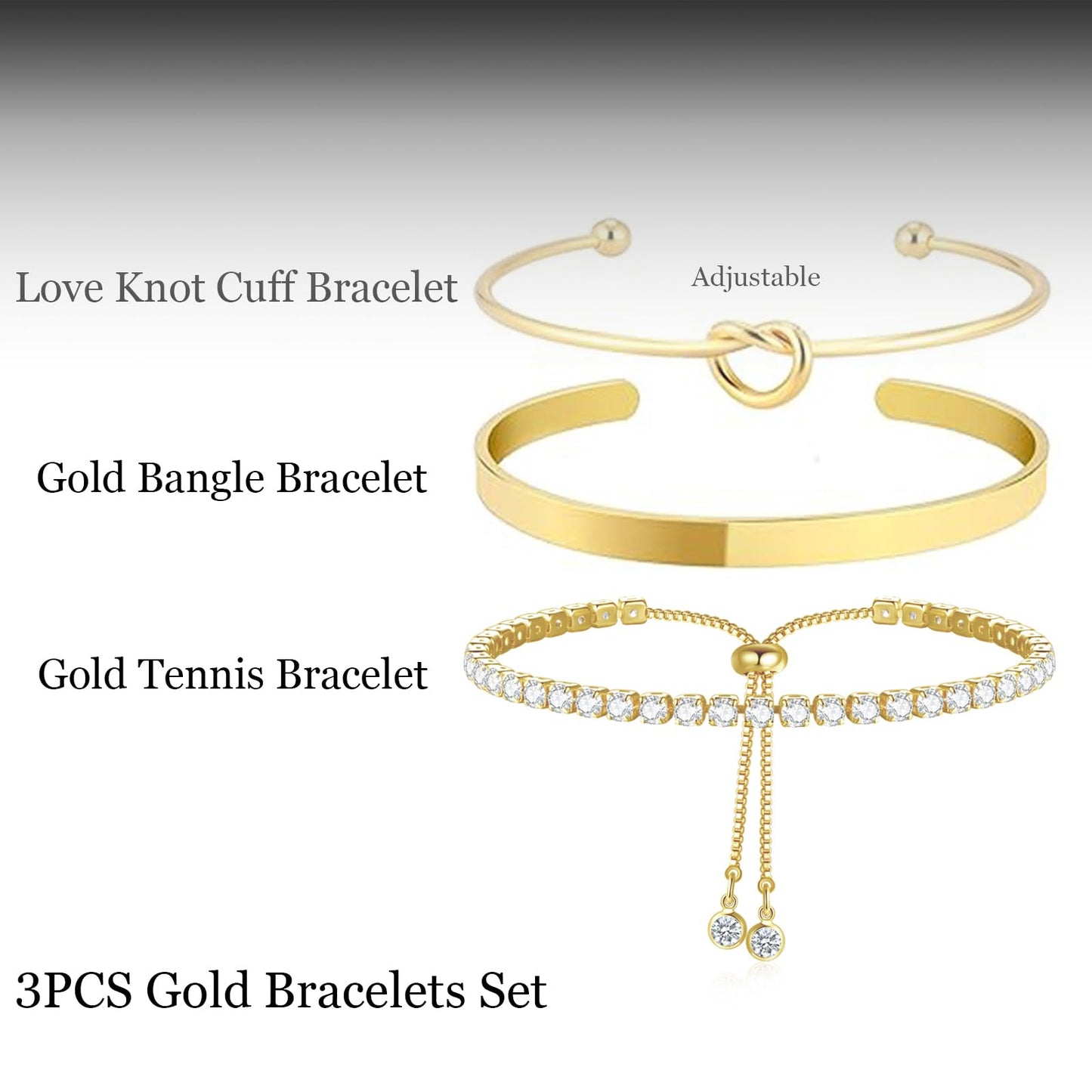 HERIER Gold Bangle Bracelets Stack for Women Trendy 14K Gold Plated Tennis Bracelets Set Jewelry for Women Non Tarnish