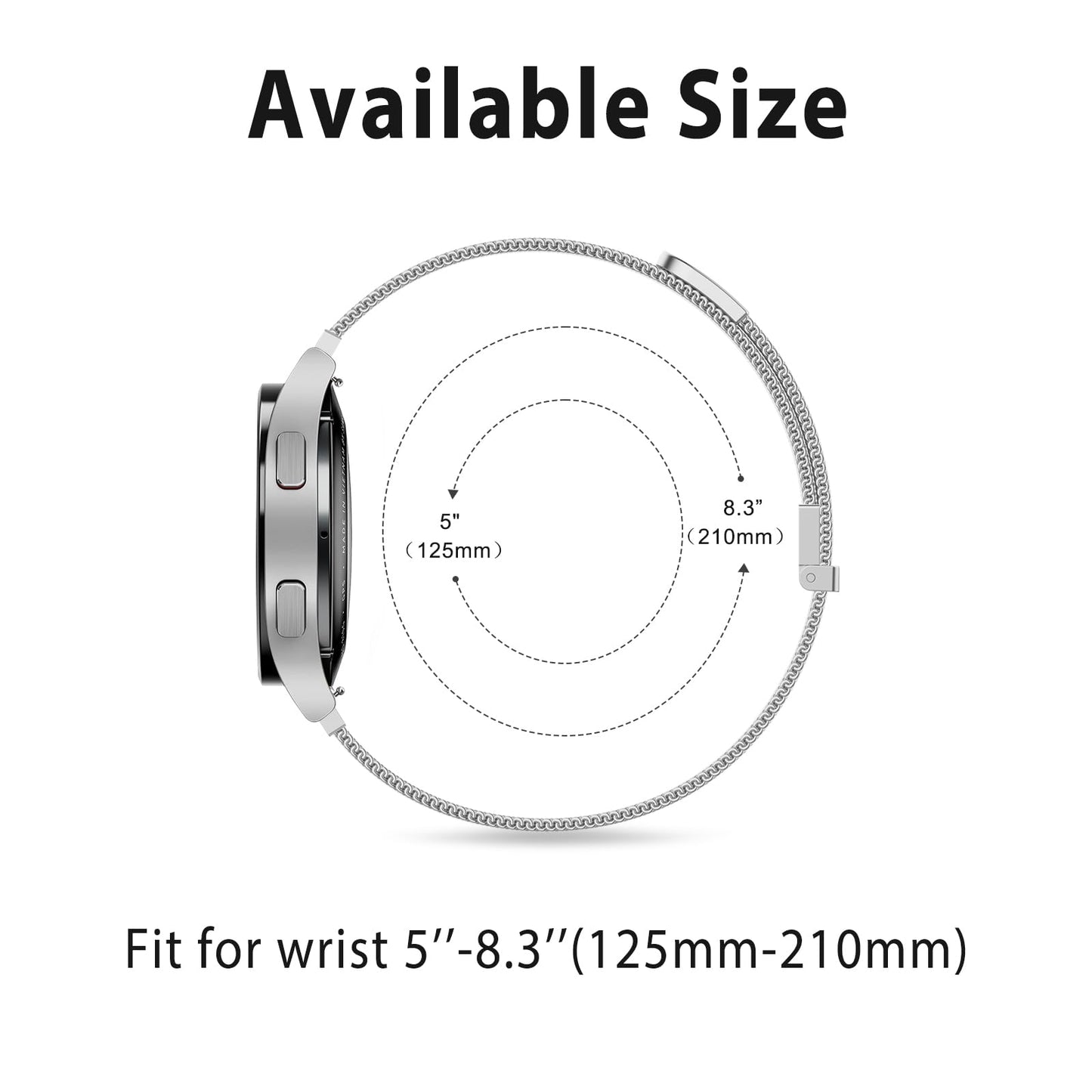 Vanjua 22mm Watch Band for Women Men, 22mm Quick Release Stainless Steel Metal Mesh Loop Adjustable Magnetic Replacement Wristbands Straps Bands