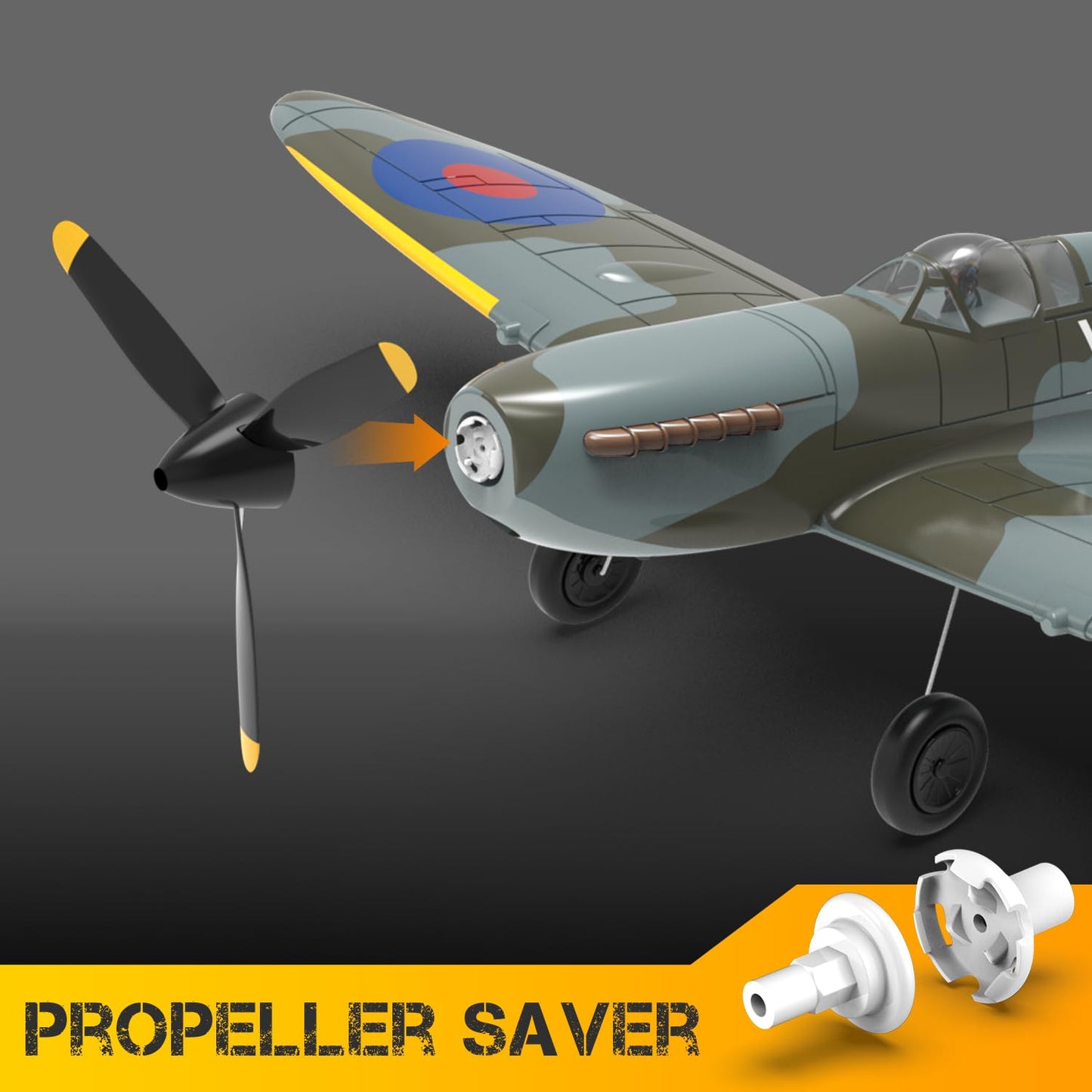 volantexrc RC Plane, 4 Channel Remote Control Airplane Fighter Spitfire RTF with Aileron, Gyro, Aerobatics & 3 Modes Easy to Fly, Hobby Radio Controlled Aircraft for Beginners & Adults (Blue)