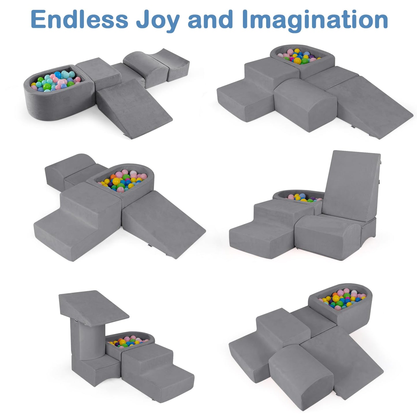 INFANS Climbing Toys for Toddlers, Foam Climbing Blocks and Ball Pit for Baby, 5pc Kids Climb and Crawl Block Activity Structure Play Set, Indoor Foam Play Gym for Crawling and Sliding