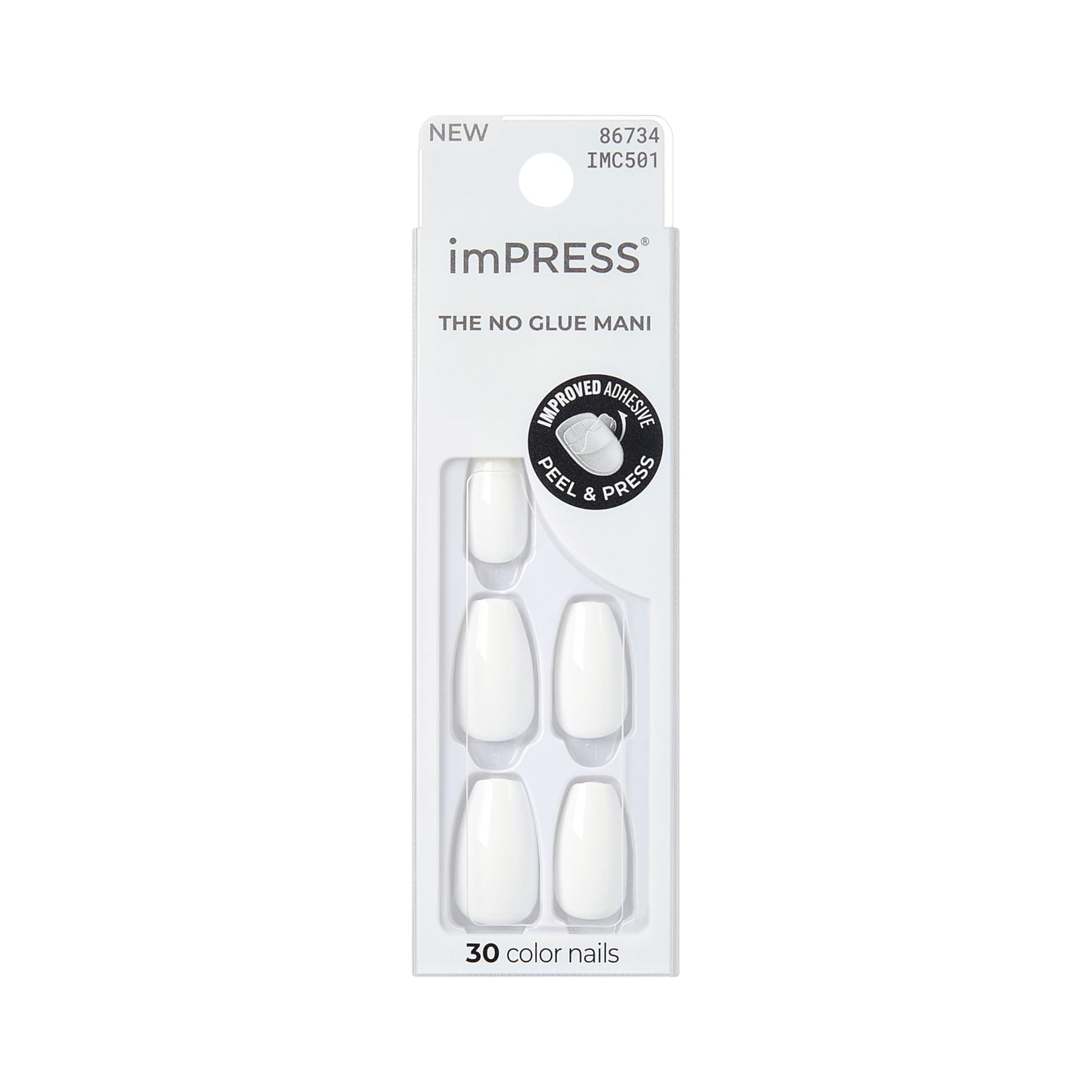 Kiss Impress Color Press-On Nails Polish-Free Manicure Set, ‘Frosting’, 30 Chip-Proof, Smudge-Proof Fake Nails