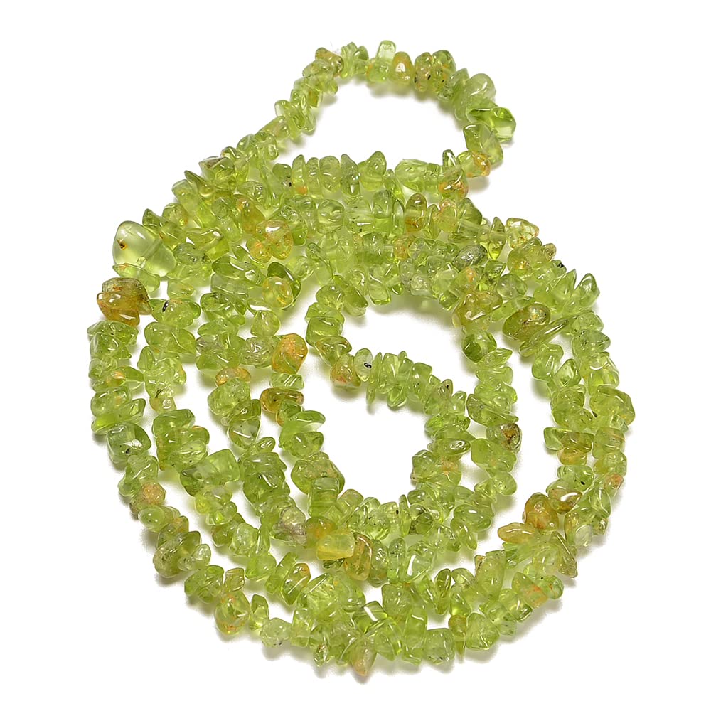 PLTbeads Gemstone Chips Natural Green Peridot Lazuli 3-5mm Healing Crystals Waist Bracelets Necklace Kit Irregular Stone DIY Crafts Design Jewelry Making Approxi 32 inch