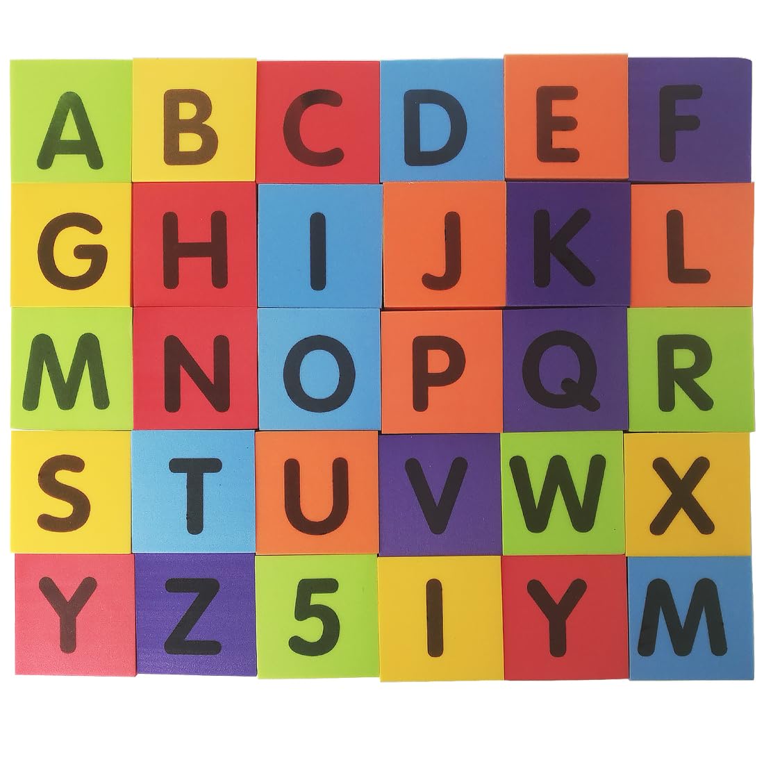 MOBU Foam Building Blocks for Toddlers,30 pcs 2-inch Alphabet Letters Number Blocks with Storage Bag, Learning ABC, 123 Stacking Blocks for Kids