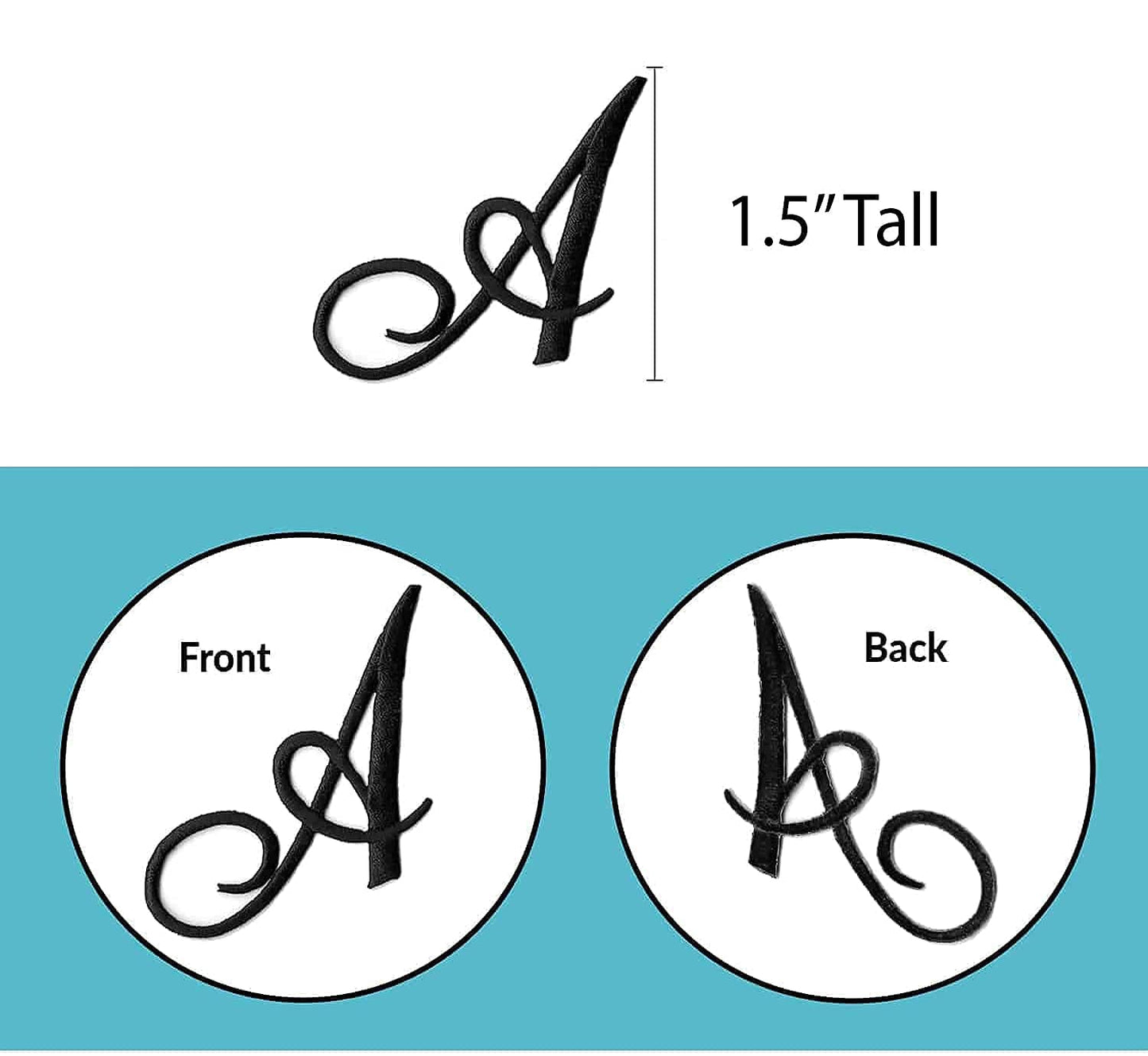 Laughing Lizards Monogram Letter Patch 26 Piece Kit, Script Iron On Appliques, Kit Includes All 26 Cursive Letters for Clothing, Stockings, and More! (Small, White)