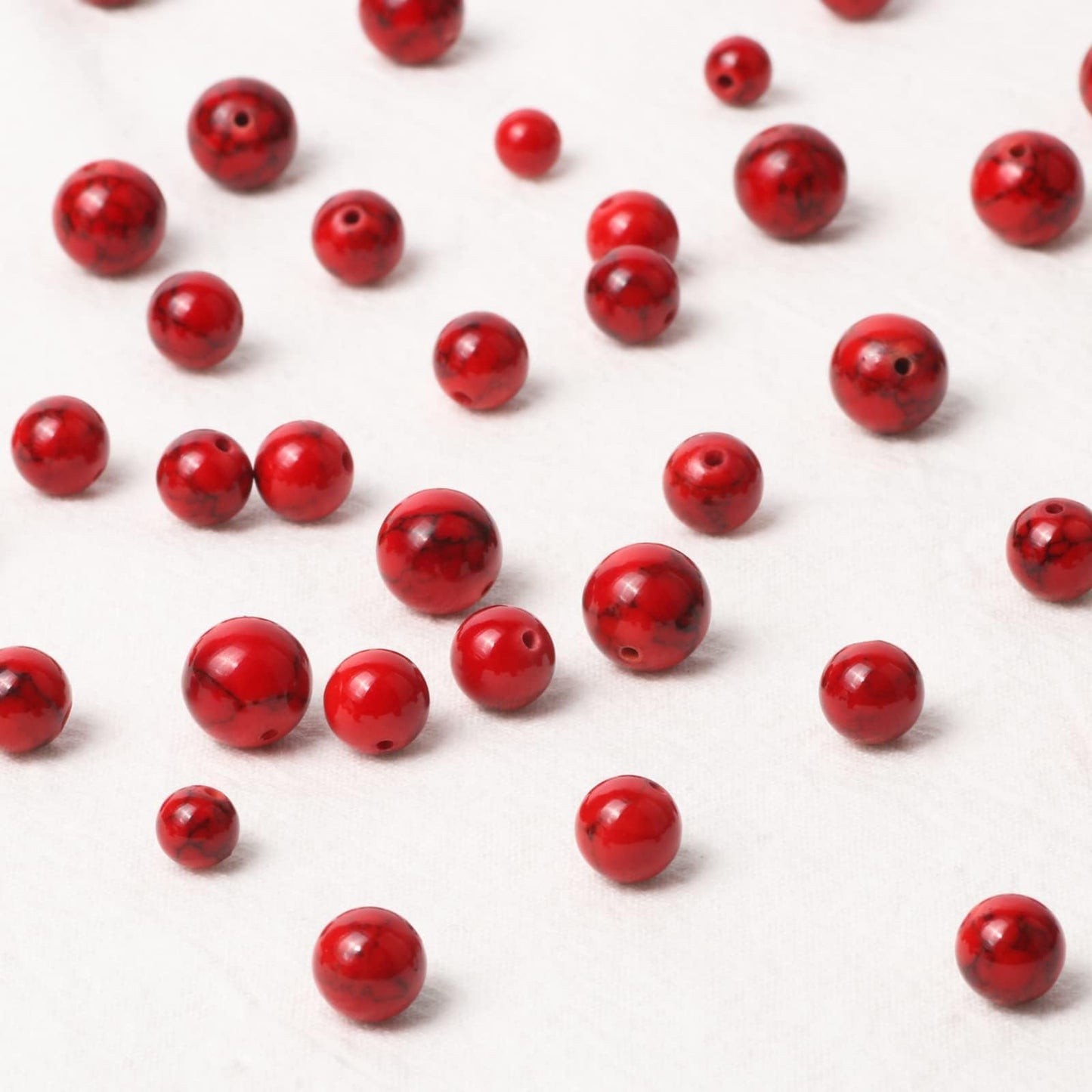 Beads for Bracelets Red Beads 6MM Beads Red Turquoise Bead Crystal Gemstone Beads for Bracelets, Natural Stone Beads for Jewelry Making About 60pcs