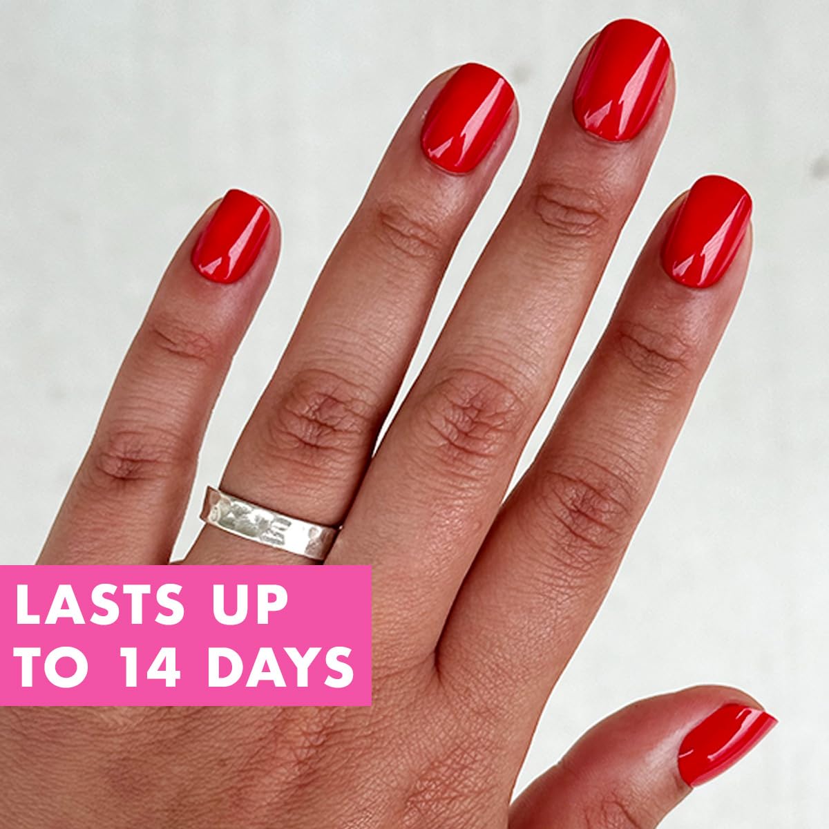 Olive & June Instant Mani Press-On Nails (Glue) | 42 Fake Nails, 21 Sizes | Non-Toxic, Long-Lasting Recycled Materials Realistic Look | Salon-Quality at Home | Short, Squoval | CV Cherry Red