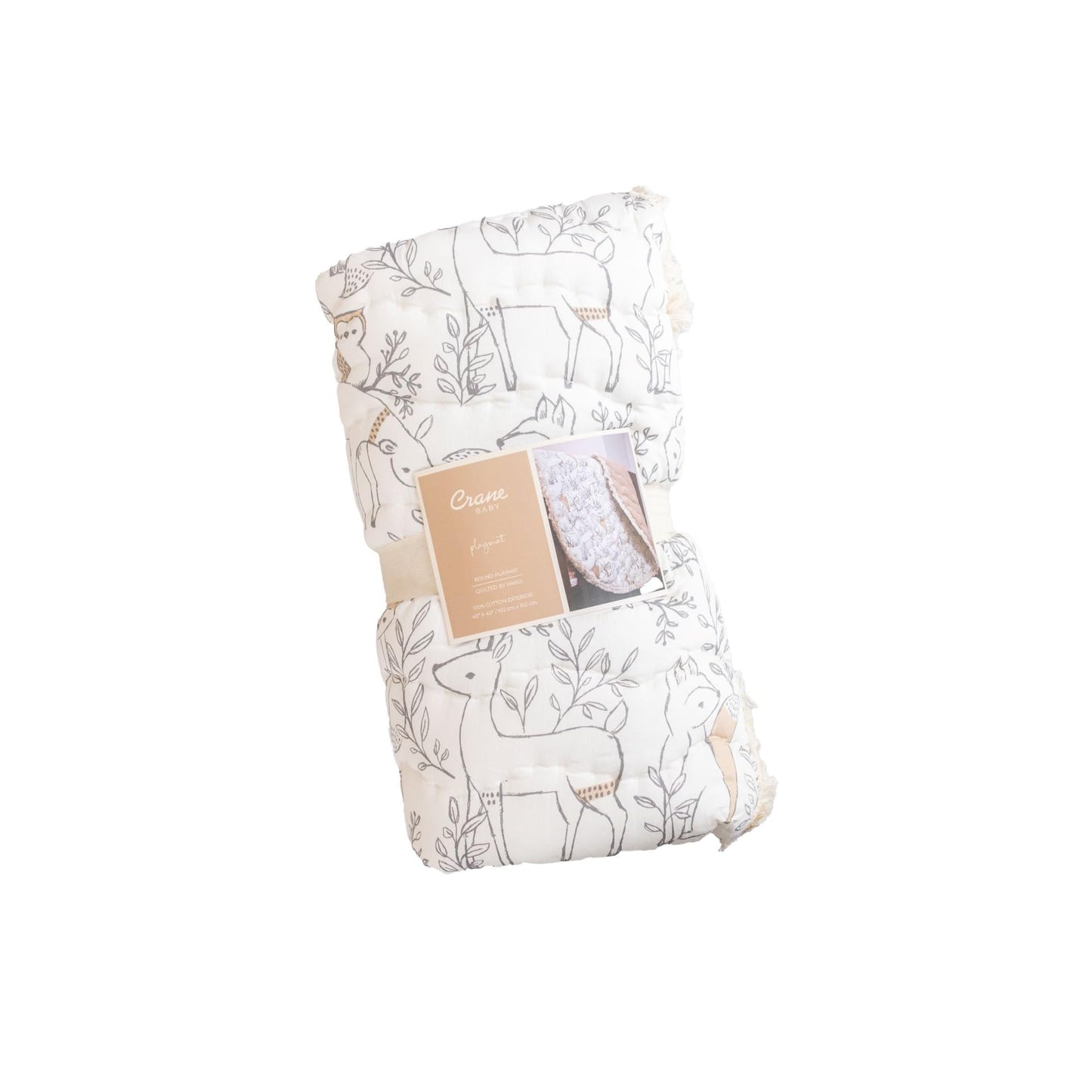 Crane Baby Play Mat, Floor Mat for Babies and Toddlers, 40" x 40", Woodland Animals