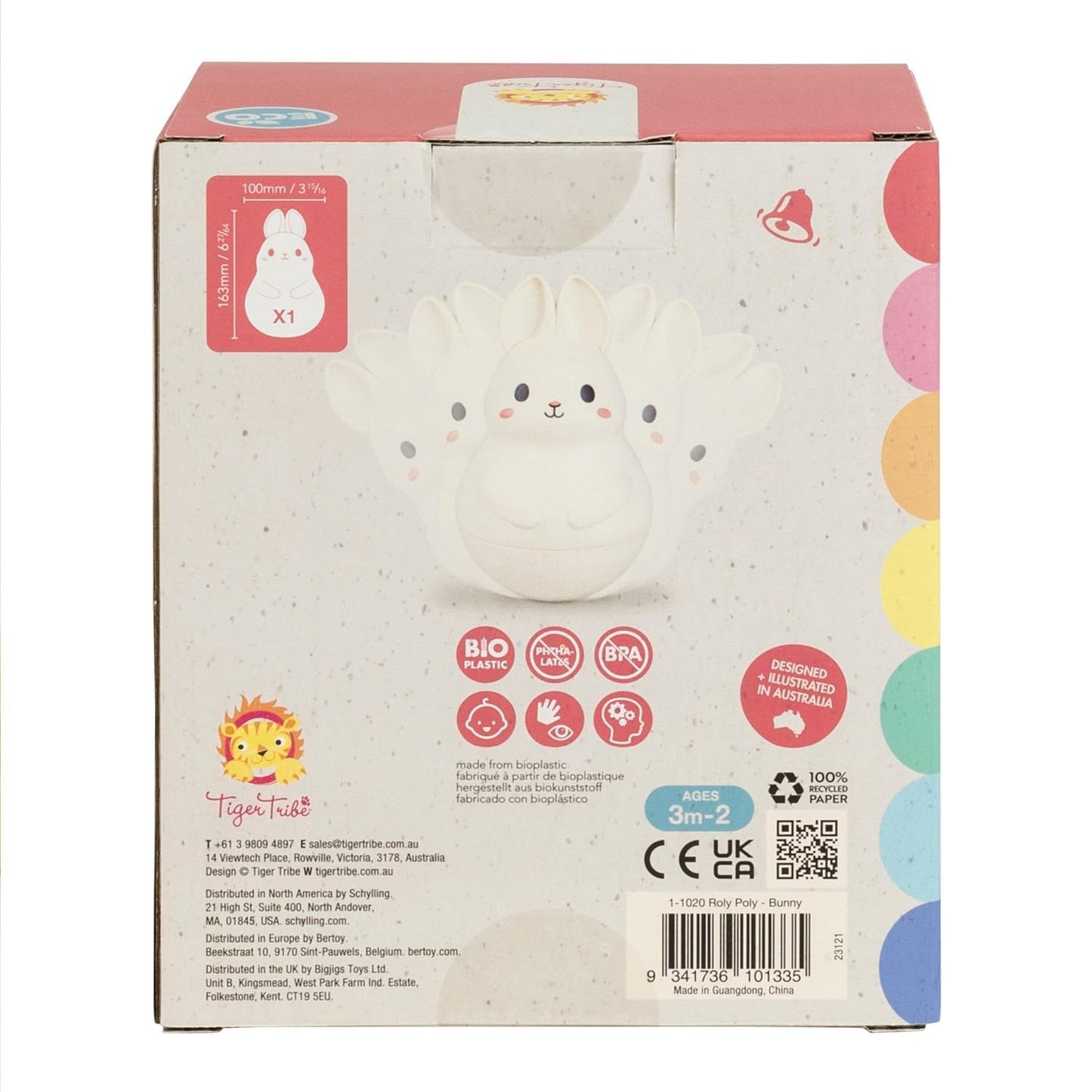 Tiger Tribe: Roly Poly - Bunny - Soft Silicone, ECO Bio-Plastic, Twinkling Sound, Soothing Sensory Toy, Infant & Baby Ages 3+ mo.
