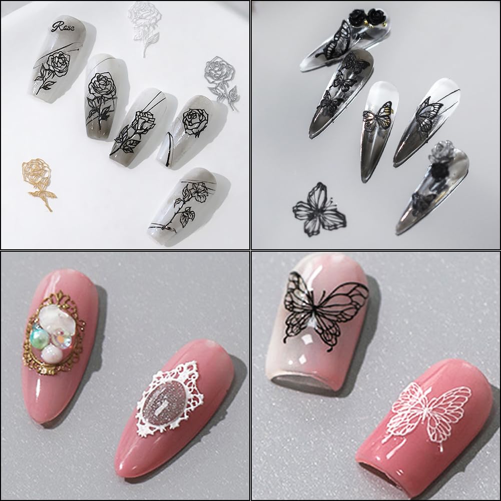 WAYUTO 3 Sheets Reusable 3D Nail Art Mold DIY Making Tools Silicone Carved Mold Retro Classic Supplies for Women Girls