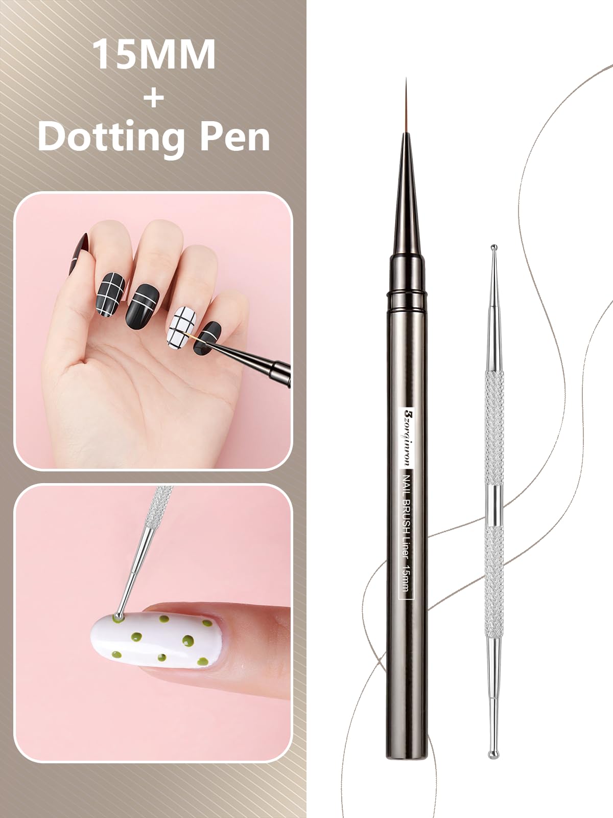 Nail Liner Brush, Fine Line Nail art Brushes 5/9/15/20/25mm Thin Line Nail Brushes Detail Drawing, Liner Brush for Nails Gel with PP Storage Box