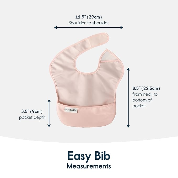 Tiny Twinkle Mess-Proof Baby Bibs for Eating | Waterproof, Wipeable Toddler Bibs with Catch-All Pocket | Feeding Bibs for Girls & Boys(3 Pack,Blush, Burgundy)