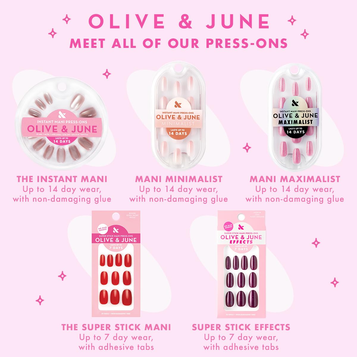 Olive & June Minimalist Instant Mani Press On Nails (Glue) | 42 Fake Nails, 21 Sizes | Non-Toxic, Long-Lasting Barely-There Look | Salon-Quality at Home | Short, Squoval | CDJ Syrup Gradient