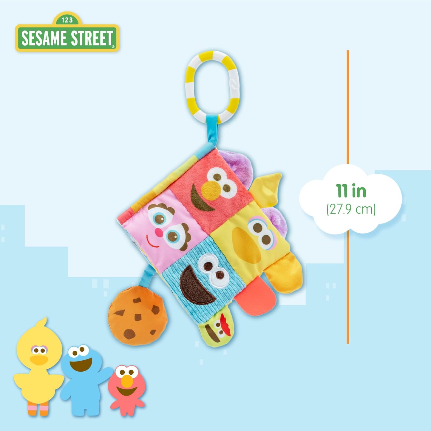 Kids Preferred Sesame Street Soft Book Featuring Your Favorite Characters with Sensory Materials and Multiple Tabs to Keep Baby Engaged – 11 Inches – Surface Washable
