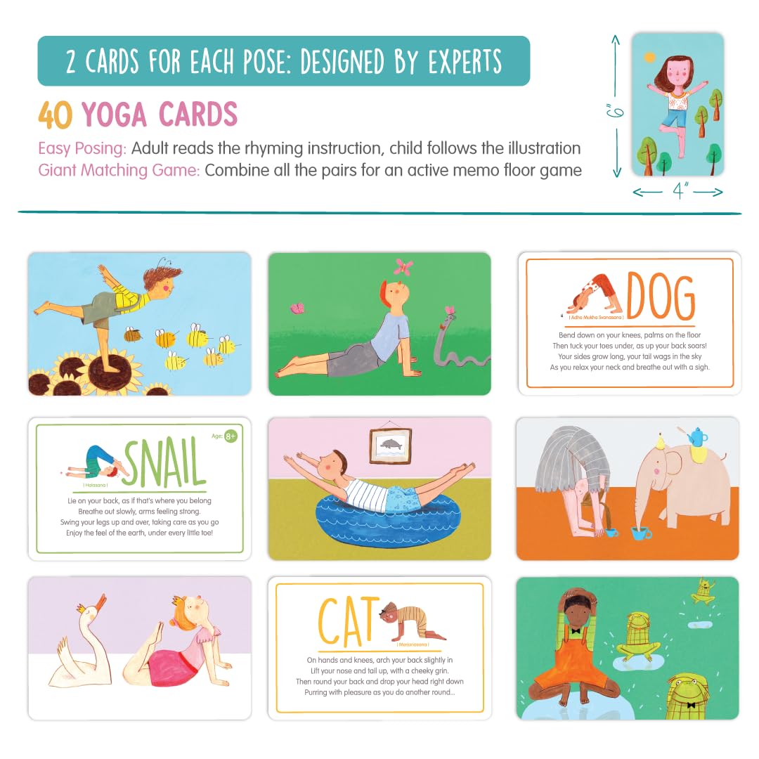 YOGi FUN Yogi Kit Card Game, 40 Yoga Cards Rhyming Game, Award Winning Educational Activities, Includes 2 Cardboard dice. for ADHD, Therapy, Montessori, Waldorf, Classroom
