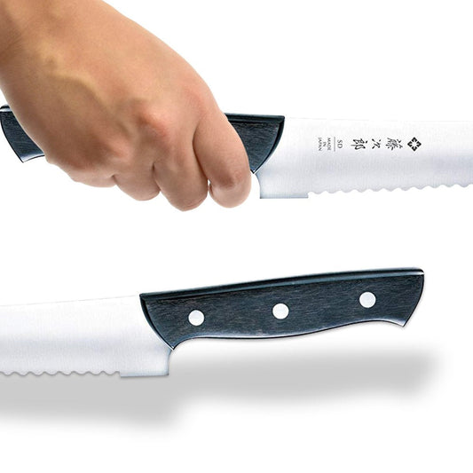 TOJIRO JAPAN Hand Made Chef Bread Knife Slicer Cutter, 10.6" Blade - Reinforced Laminated Material