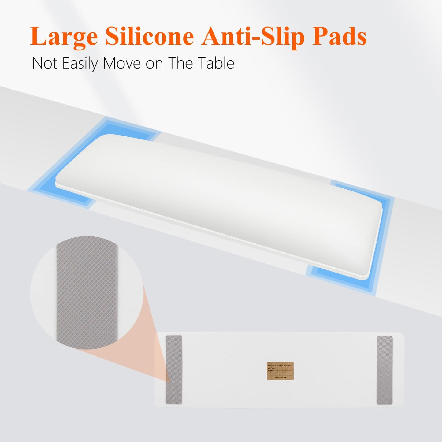 White Nail Arm Rest for Nail Tech, Cleanable and Waterproof, Professional Nail Hand Rest for Nail Tech Manicure Hand Pillow Stand with Anti-Slip Mat
