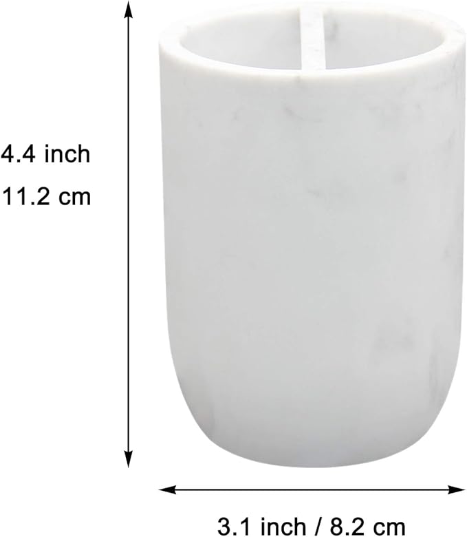 Toothbrush Holder Polyresin Toothbrush Organizer Stand,Multi-Functional Toothpaste Holder Makeup Brushes Cup Razors Holder for Bathroom Vanity Countertop,Ideal for Home, Hotel (Marble Style) (1Pack)