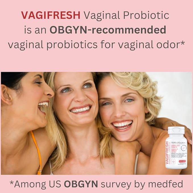 VAGIFRESH Vaginal Probiotics, pH Balance, Prebiotics & Lactobacillus. Women's Vaginal Health Supplement - Healthy Vaginal Odor & Flora, 30 Count.