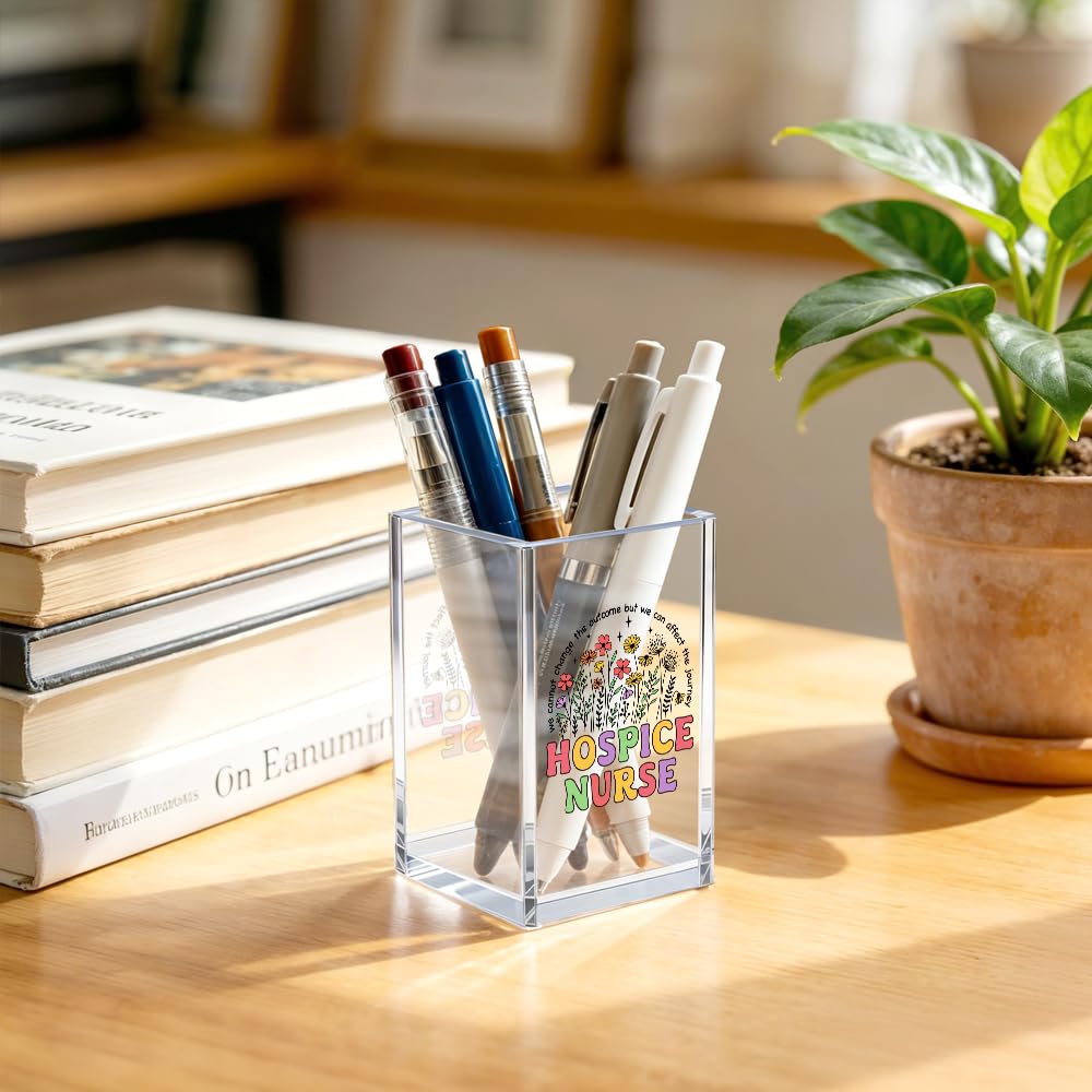 JQYCJTR We Cannot Change The Outcome But We Can Affect The Journey Floral Inspirational Nurse Acrylic Cosmetic Pencil Pen Bookmark Storage Holder Cup, Nurse Practitioner Gifts For Women