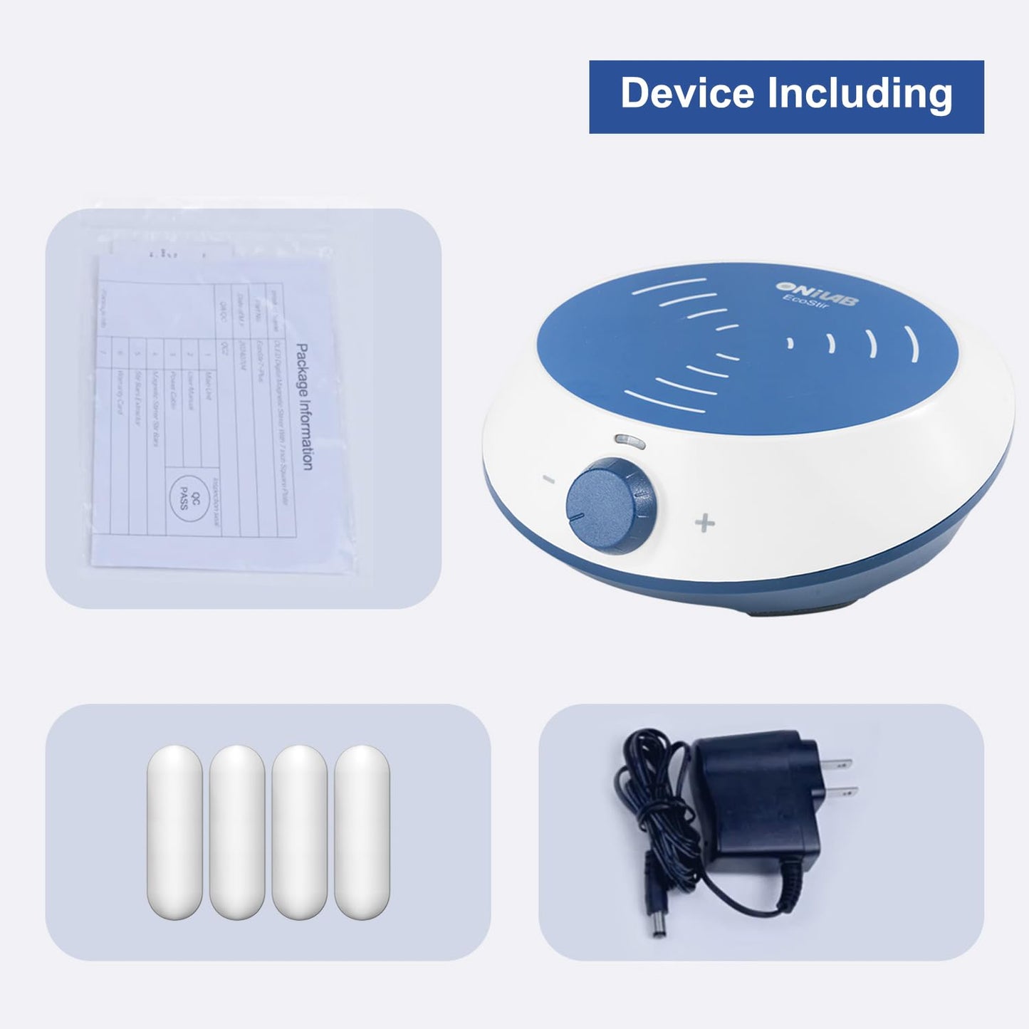ONiLAB Magnetic Stirrer with 4PCS Stir Bars，3M Power Cord, Magnetic Mixer with Stirring Capacity 3000ml (No Heating)…