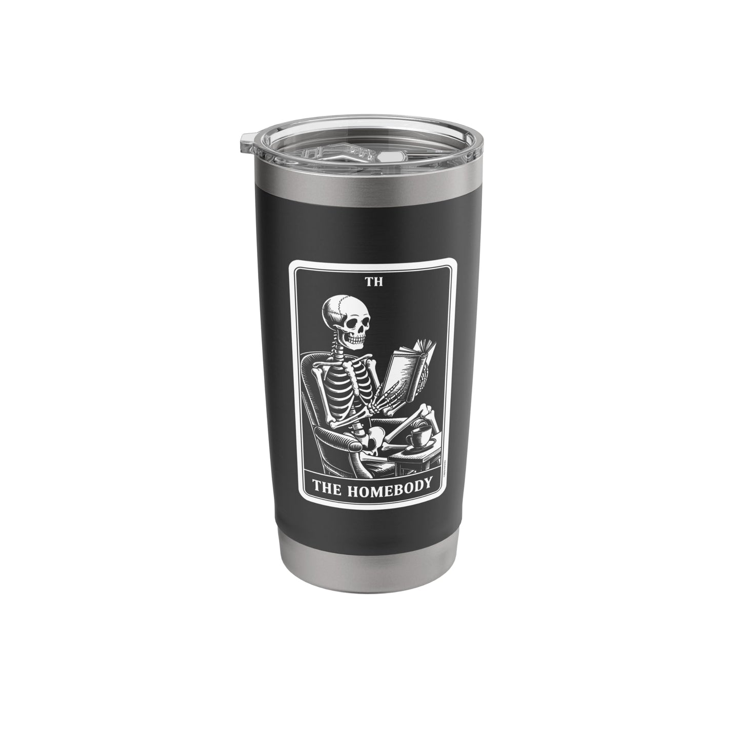 The Homebody Tarot Card Indoorsy Skeleton Introvert Stainless Steel Insulated Tumbler