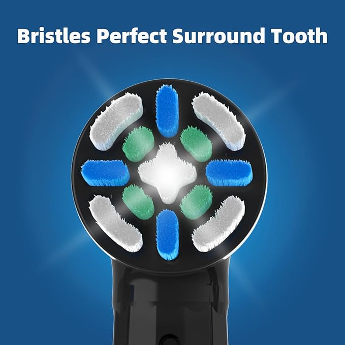 8 Pack iO Replacement Heads Compatible with Oral B iO, for Oral B iO 2/3/4/5/6/7/8/9/10 Series Toothbrushes, Medium Bristles, Soft Yet Effective, Black