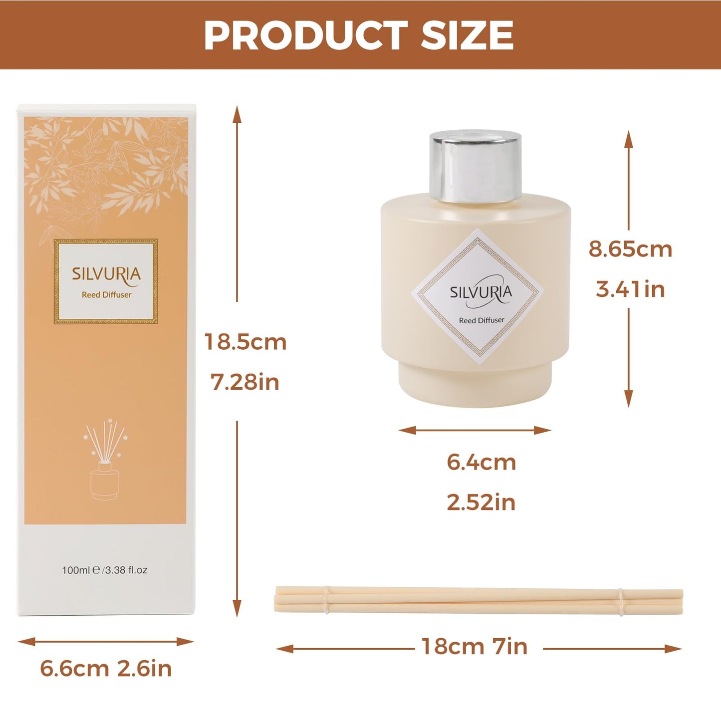 SILVURIA Fresh Linen Scented Oil Diffuser Set,100ml with 6 Reed Sticks for Home,Office & Bathroom,Long-Lasting Aroma for Families,Professionals & Pet-Friendly Spaces