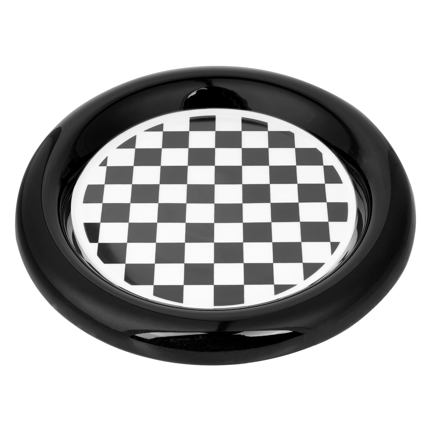 BUNCHBRAVO Checkered Jewelry Tray, Ceramic Minimalist Trinket Dish Organizer for Side Table, Dresser and Entryway Decor, Black and White Plaid
